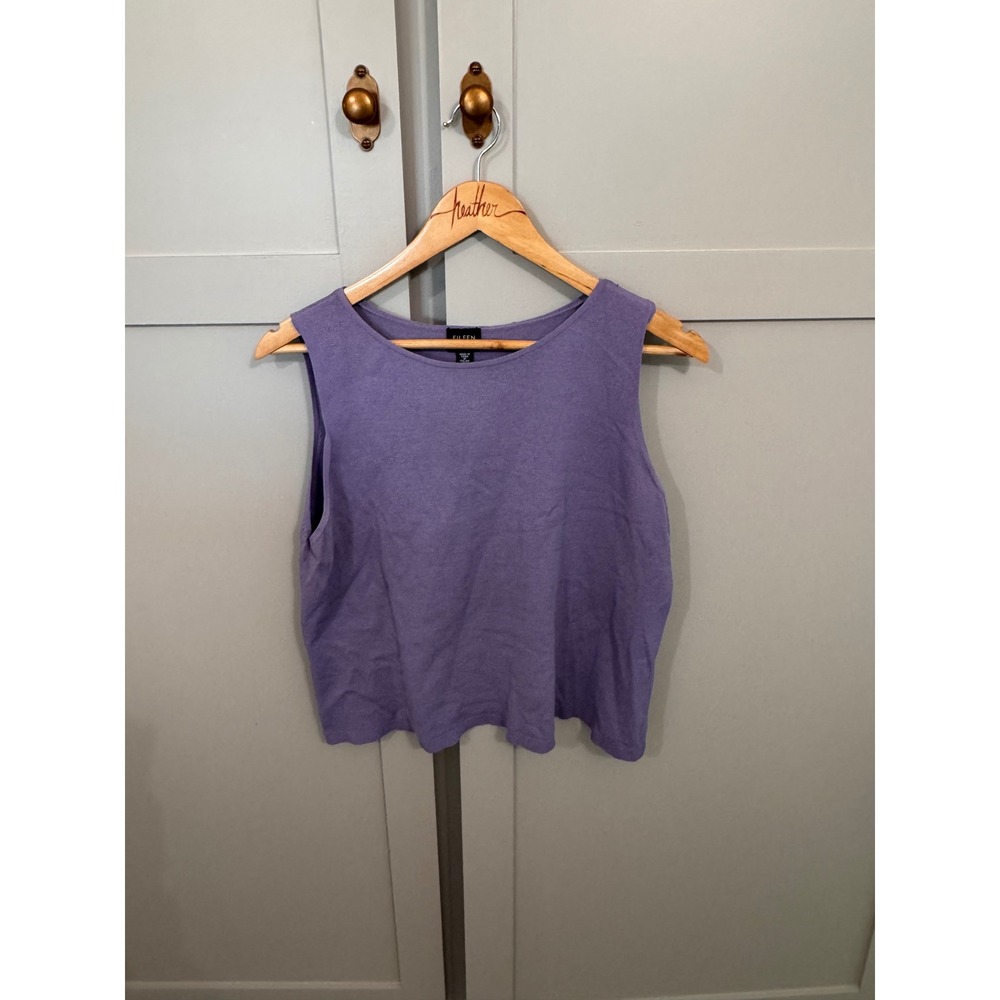 Eileen Fisher Italian Yarn Knit Shell Top‎ Periwinkle Purple Sleeveless XL